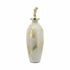 Hot Sale 🔔 Sagebrook Home Glass, 20"h Metal Vase Tribal Topper, White, Gold 20.0"H - 6.75" X 6.75" X 20.0" 🎉 -Sagebrook Home Online Shop unnamed file 3620