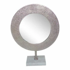 Promo ⌛ Sagebrook Home Metal 19" 🔨 Hammered Mirror On Stand, Silver 18.5"H - 14.0" X 4.0" X 18.5" 😀