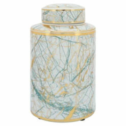 Wholesale 🔔 Sagebrook Home Ceramic 12" Jar With Gold Lid, Green 12.0"H - 7.0" X 8.0" X 12.0" 🔥