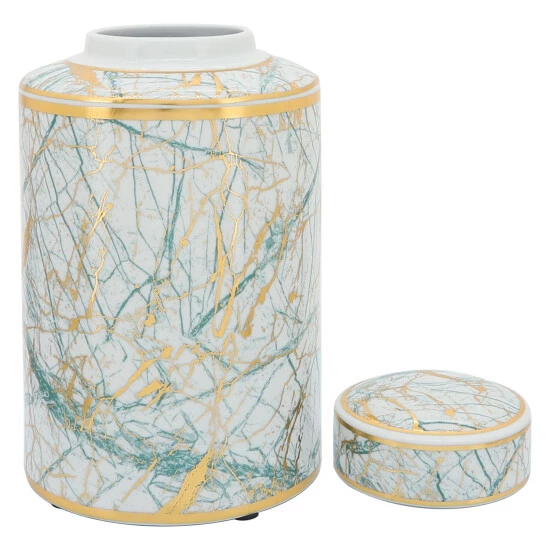 Wholesale ๐ Sagebrook Home Ceramic 12" Jar With Gold Lid, Green 12.0"H - 7.0" X 8.0" X 12.0" ๐ฅ 4 Wholesale ๐ Sagebrook Home Ceramic 12" Jar With Gold Lid, Green 12.0"H - 7.0" X 8.0" X 12.0" ๐ฅ - Image 2