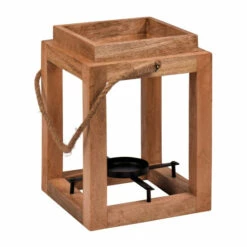 Budget 😍 Sagebrook Home Wood, 11"h Open Lantern Holder, Brown 11.0"H - 8.0" X 8.0" X 11.0" 😉