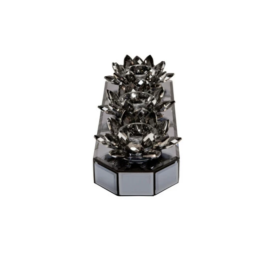 Discount 🌟 Sagebrook Home Glass 13" 3 Lotus Mirrored Candle Holder, Black 3"H - 13.0" X 5.0" X 3.0" 🤩 7 Discount 🌟 Sagebrook Home Glass 13" 3 Lotus Mirrored Candle Holder, Black 3"H - 13.0" X 5.0" X 3.0" 🤩 - Image 5