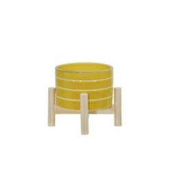 Top 10 ✔️ Sagebrook Home 6" Ceramic Striped Planter With Wood Stand, Yellow 7"H - 6.0" X 6.0" X 7.0" 😍 -Sagebrook Home Online Shop unnamed file 3689