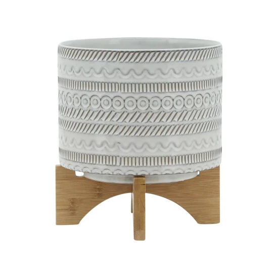 Buy ๐ฏ Sagebrook Home 8" Tribal Planter With Wood Stand, Beige 7.0"H - 8.0" X 8.0" X 7.0" โจ 4 Buy ๐ฏ Sagebrook Home 8" Tribal Planter With Wood Stand, Beige 7.0"H - 8.0" X 8.0" X 7.0" โจ - Image 2