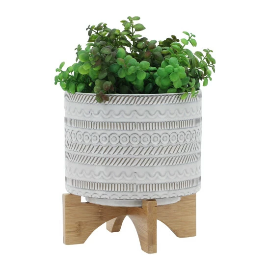 Buy ๐ฏ Sagebrook Home 8" Tribal Planter With Wood Stand, Beige 7.0"H - 8.0" X 8.0" X 7.0" โจ 5 Buy ๐ฏ Sagebrook Home 8" Tribal Planter With Wood Stand, Beige 7.0"H - 8.0" X 8.0" X 7.0" โจ - Image 3