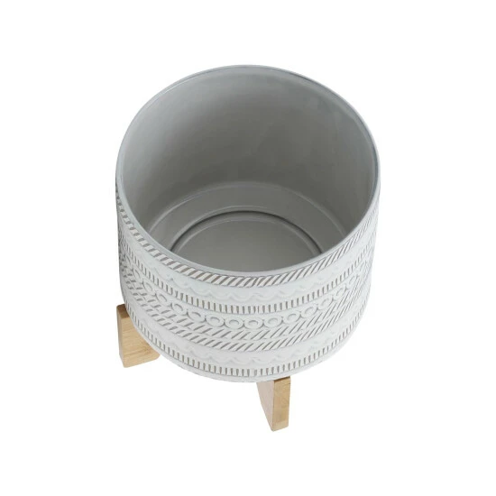 Buy ๐ฏ Sagebrook Home 8" Tribal Planter With Wood Stand, Beige 7.0"H - 8.0" X 8.0" X 7.0" โจ 6 Buy ๐ฏ Sagebrook Home 8" Tribal Planter With Wood Stand, Beige 7.0"H - 8.0" X 8.0" X 7.0" โจ - Image 4