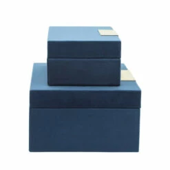 Discount 🎉 Sagebrook Home Set Of 2 Velveteen Jewelry Box, Navy , Gold 4"H - 9.0" X 7.0" X 4.0" 🎉 -Sagebrook Home Online Shop unnamed file 3706