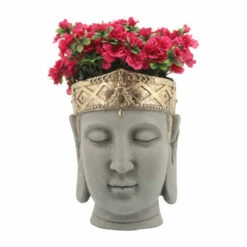 Best deal 🔔 Sagebrook Home Resin, 13"d Buddha Head Planter, Gray, Gold 17"H - 13.0" X 13.0" X 17.0" 🔥 -Sagebrook Home Online Shop unnamed file 3720