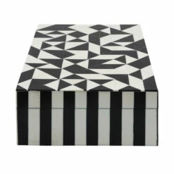 New ⭐ Sagebrook Home Resin, Set Of 2 10, 12" Harlequin Boxes, Black, White 4"H - 12.0" X 8.0" X 4.0" ✔️ -Sagebrook Home Online Shop unnamed file 3723