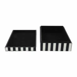 New ⭐ Sagebrook Home Resin, Set Of 2 10, 12" Harlequin Boxes, Black, White 4"H - 12.0" X 8.0" X 4.0" ✔️ -Sagebrook Home Online Shop unnamed file 3724