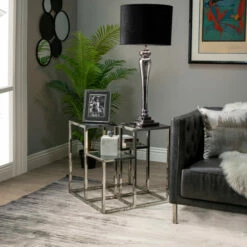 Outlet 😉 Sagebrook Home Glass 37" Pillar Table Lamp, Mercury Black 37"H - 16.0" X 16.0" X 37.0" 🎁