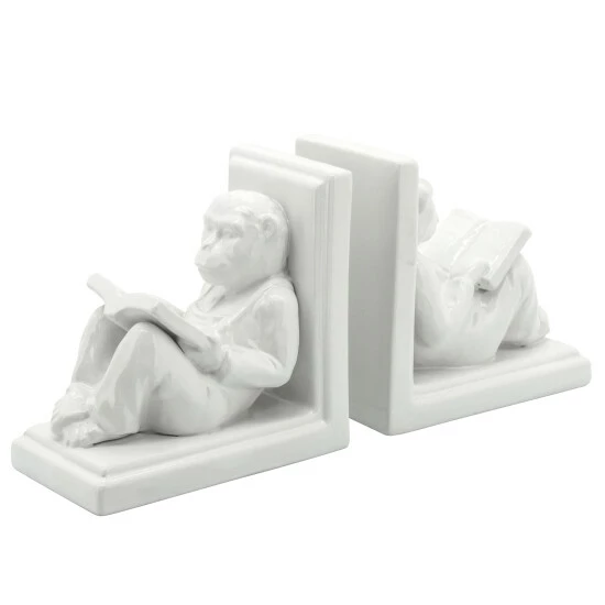 Top 10 π Sagebrook Home Set Of 2 Ceramic 7"h Reading Monkey Bookends, White 7"H - 7.0" X 4.0" X 7.0" π 3 Top 10 π Sagebrook Home Set Of 2 Ceramic 7"h Reading Monkey Bookends, White 7"H - 7.0" X 4.0" X 7.0" π