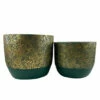 Hot Sale 🔔 Sagebrook Home Resin, Set Of 2 10, 13"d Swirl Planters, Green, Gold 15"H - 13.0" X 13.0" X 15.0" 🎉