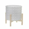 Discount ✔️ Sagebrook Home 12" Ceramic Dotted Planter With Wood Stand, White 12"H - 10.0" X 10.0" X 12.0" 😍