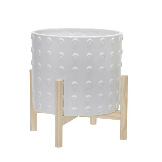 Discount βοΈ Sagebrook Home 12" Ceramic Dotted Planter With Wood Stand, White 12"H - 10.0" X 10.0" X 12.0" π 3 Discount βοΈ Sagebrook Home 12" Ceramic Dotted Planter With Wood Stand, White 12"H - 10.0" X 10.0" X 12.0" π