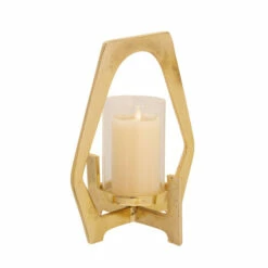 Promo ⭐ Sagebrook Home 12" Metal Hurricane, Gold 11.5"H - 10.25" X 7.75" X 11.5" 😉 -Sagebrook Home Online Shop unnamed file 3803