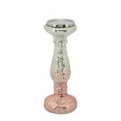 Best Pirce 👍 Sagebrook Home 12" Blush Crackled Candle Holder 12"H - 4.5" X 4.5" X 12.0" ⌛