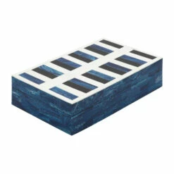 Flash Sale 👏 Sagebrook Home Resin Set Of 2 Checkered Boxes, Blue 4.0"H - 12.0" X 8.0" X 4.0" 😉 -Sagebrook Home Online Shop unnamed file 3829