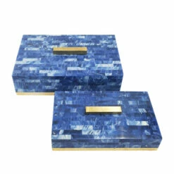Best Sale 💯 Sagebrook Home Resin, Set Of 2 10, 12" Boxes, Blue 4.0"H - 12.0" X 8.0" X 4.0" 👍
