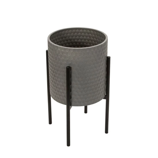 Flash Sale β Sagebrook Home Set Of 2 Honeycomb Planter On Metalstand, Gray, Blk 23"H - 14.0" X 14.0" X 23.0" 𧨠6 Flash Sale β Sagebrook Home Set Of 2 Honeycomb Planter On Metalstand, Gray, Blk 23"H - 14.0" X 14.0" X 23.0" 𧨠- Image 4