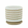 New ⭐ Sagebrook Home 6" Zig-zag Planter With Saucer, White 6"H - 6.0" X 6.0" X 6.0" 👏