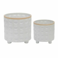 Best reviews of ๐ Sagebrook Home Set Of 2 Dimpled Footed Planter 6, 8", White 8.0"H - 8.0" X 8.0" X 8.0" ๐คฉ