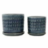 Deals ❤️ Sagebrook Home Set Of 2 5, 6" Dimpled Planters With Saucer, Blue 5"H - 6.0" X 6.0" X 5.0" 😀 -Sagebrook Home Online Shop unnamed file 388