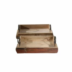 Budget 🔥 Sagebrook Home Set Of 2 Wood Trays 19x13x5", Brown 5.0"H - 19.0" X 13.0" X 5.0" 😍 -Sagebrook Home Online Shop unnamed file 3890