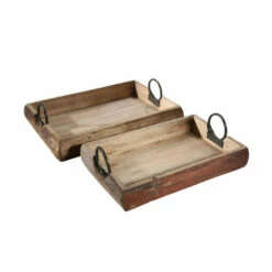 Budget 🔥 Sagebrook Home Set Of 2 Wood Trays 19x13x5", Brown 5.0"H - 19.0" X 13.0" X 5.0" 😍 -Sagebrook Home Online Shop unnamed file 3891