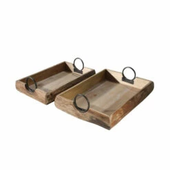 Budget 🔥 Sagebrook Home Set Of 2 Wood Trays 19x13x5", Brown 5.0"H - 19.0" X 13.0" X 5.0" 😍 -Sagebrook Home Online Shop unnamed file 3894