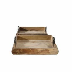 Budget 🔥 Sagebrook Home Set Of 2 Wood Trays 19x13x5", Brown 5.0"H - 19.0" X 13.0" X 5.0" 😍 -Sagebrook Home Online Shop unnamed file 3895