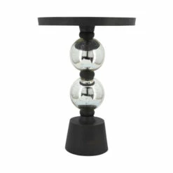 Hot Sale 💯 Sagebrook Home Metal, 22"h Orb Side Table, Mirror Top, Sil, Blk 22.0"H - 16.0" X 16.0" X 22.0" 🤩 -Sagebrook Home Online Shop unnamed file 3927