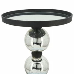 Hot Sale 💯 Sagebrook Home Metal, 22"h Orb Side Table, Mirror Top, Sil, Blk 22.0"H - 16.0" X 16.0" X 22.0" 🤩 -Sagebrook Home Online Shop unnamed file 3928
