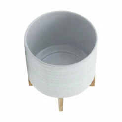 Promo ⭐ Sagebrook Home 10" Tribal Planter With Wood Stand, White 8.0"H - 11.0" X 11.0" X 8.0" 🥰 -Sagebrook Home Online Shop unnamed file 3947