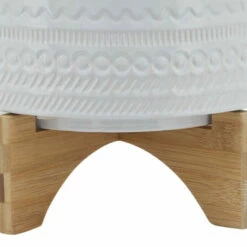 Promo ⭐ Sagebrook Home 10" Tribal Planter With Wood Stand, White 8.0"H - 11.0" X 11.0" X 8.0" 🥰 -Sagebrook Home Online Shop unnamed file 3950
