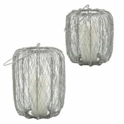 Promo 💯 Sagebrook Home Metal, 10"h Wire Lantern, Silver 10.0"H - 9.0" X 9.0" X 10.0" ❤️ -Sagebrook Home Online Shop unnamed file 3953