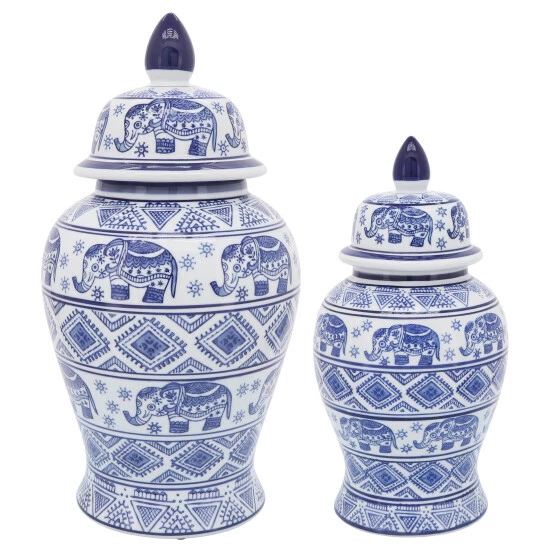 Deals π Sagebrook Home Ceramic 14"h Elephant Temple Jar, Wht, Blu 14"H - 8.0" X 8.0" X 14.0" β 5 Deals π Sagebrook Home Ceramic 14"h Elephant Temple Jar, Wht, Blu 14"H - 8.0" X 8.0" X 14.0" β - Image 3