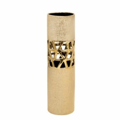 New 👍 Sagebrook Home Ceramic 20" Vase With Filigreecutout, Gold 20"H 🤩