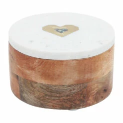 Discount โ๏ธ Sagebrook Home Marble, Wood, 5x5 Round Box-heart, White 3.0"H - 5.0" X 5.0" X 3.0" ๐ฏ