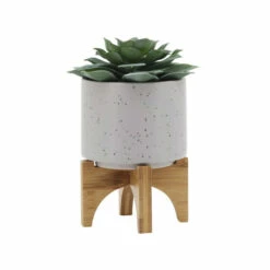 Flash Sale ⌛ Sagebrook Home 5" Planter With Wood Stand, Matte Beige 7.0"H - 5.0" X 5.0" X 7.0" 🌟 -Sagebrook Home Online Shop unnamed file 4005