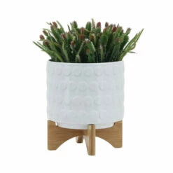 Outlet 😀 Sagebrook Home Ceramic 8" Planter On Wooden Stand, White 9.0"H - 8.0" X 8.0" X 9.0" 😀 -Sagebrook Home Online Shop unnamed file 4054