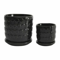 Hot Sale ๐ Sagebrook Home Set Of 2 5, 6" Bubble Planter W. Saucer, Black 6"H - 6.0" X 6.0" X 6.0" ๐
