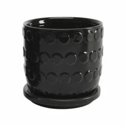 Hot Sale 😀 Sagebrook Home Set Of 2 5, 6" Bubble Planter W. Saucer, Black 6"H - 6.0" X 6.0" X 6.0" 🌟 -Sagebrook Home Online Shop unnamed file 4065