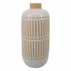 Best Pirce 🎁 Sagebrook Home Ceramic 12" Round Aztec Vase, Ivory 12.0"H 😀