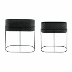 Best reviews of ๐ฅฐ Sagebrook Home Metal, Set Of 2 20, 24" Oval Planters, Black 28.0"H - 24.0" X 10.0" X 28.0" โ