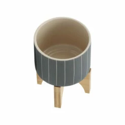 Hot Sale 🔔 Sagebrook Home 5" Stripes Planter With Stand, Gray 7.0"H - 5.0" X 5.0" X 7.0" 🔔 -Sagebrook Home Online Shop unnamed file 4085