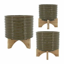 Hot Sale 😀 Sagebrook Home Ceramic 8" Textured Planter With Stand, Olive 7"H - 8.0" X 8.0" X 7.0" 🎉 -Sagebrook Home Online Shop unnamed file 4108