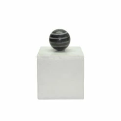 Best Sale 🛒 Sagebrook Home Marble, 4x6 Box With Orb, White 6.0"H - 4.0" X 4.0" X 6.0" ✔️