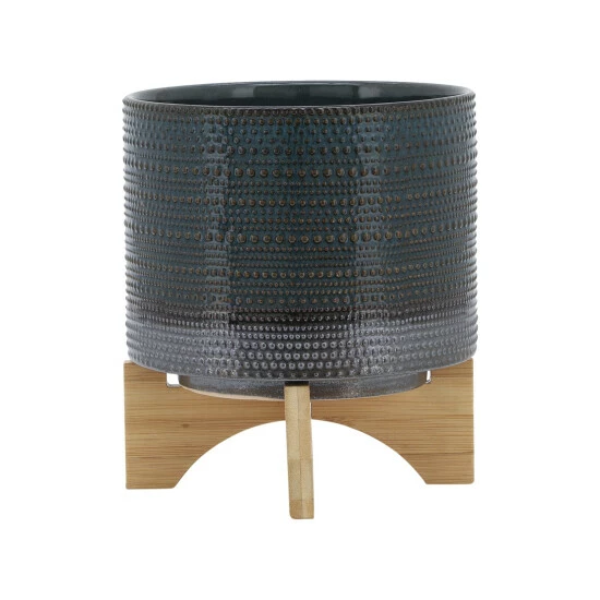 Top 10 ❤️ Sagebrook Home 8" Dotted Planter With Wood Stand, Green 9.0"H - 8.0" X 8.0" X 9.0" ⌛ 4 Top 10 ❤️ Sagebrook Home 8" Dotted Planter With Wood Stand, Green 9.0"H - 8.0" X 8.0" X 9.0" ⌛ - Image 2