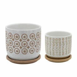 Deals 🤩 Sagebrook Home 6" Circles Planter With Saucer, Beige 6"H - 6.0" X 6.0" X 6.0" 😉 -Sagebrook Home Online Shop unnamed file 4196